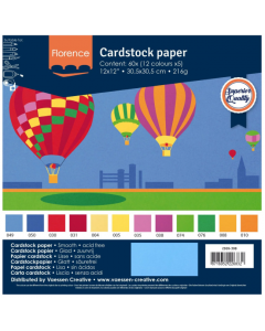 Barvni papir - gladek - primary - 30,5x30,5cm - 216g - 60 listov (12x5) - Florence