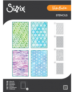 Stencil šablona - Background Textures - A6 - 4 kos - Sizzix