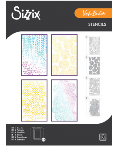 Stencil šablona - Stitched Florals - A5 - 4 kos - Sizzix