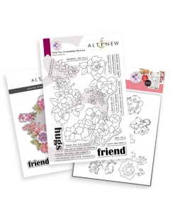 Rezalna šablona + plastična šablona + štampiljka - One-Go: Friendship Flowers - Altenew