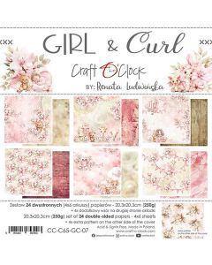 Set dvostranskih papirjev - GIRL & CURL - 20,3 x 20,3cm - 250g - 24 listov (4x6 listov)