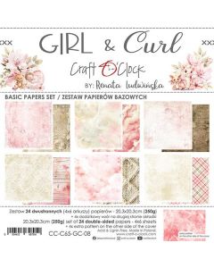 Set dvostranskih papirjev - GIRL & CURL - BASIC - 20,3 x 20,3cm - 250g - 24 listov (4x6 listov)