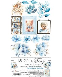 Set papirjev za rezanje - BOY & TOY - dodatki FLOWERS - 15,5 x 30,5cm - 250g - 18 listov (2x18 listov)