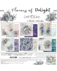 Set dvostranskih papirjev - FLOWERS OF DELIGHT - 30,5 x 30,5cm - 250g - 6 listov - Craft O'Clock