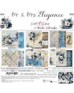 Set dvostranskih papirjev - MR. & MRS. ELEGANCE - BASIC - 20,3 x 20,3cm - 250g - 24 listov (4x6 listov) - Craft O'Clock