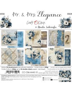 Set dvostranskih papirjev - MR. & MRS. ELEGANCE - 15,25 x 15,25cm - 250g - 24 listov (4x6 listov) - Craft O'Clock