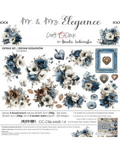 Set papirjev za rezanje - MR. & MRS. ELEGANCE - dodatki FLOWERS - 30,5 x 31,5cm - 250g - 4 listi  (2x2 lista) - Craft O'Clock