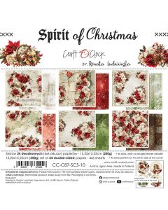 Set dvostranskih papirjev - SPIRIT OF CHRISTMAS - 15,25 x 15,25cm - 250g - 24 listov (4x6 listov) - Craft O'Clock