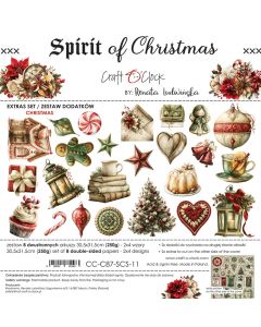 Set papirjev za rezanje - SPIRIT OF CHRISTMAS - dodatki CHRISTMAS - 30,5 x 31,5cm - 250g - 8 listov (2x4 listov) - Craft O'Clock