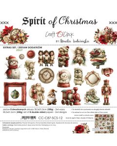 Set papirjev za rezanje - SPIRIT OF CHRISTMAS - dodatki JOLLY - 30,5 x 31,5cm - 250g - 8 listov (2x4 listov) - Craft O'Clock