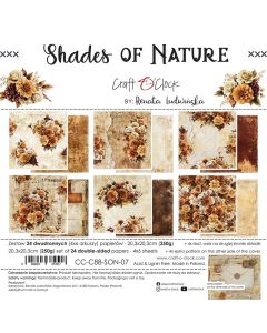 Set dvostranskih papirjev - SHADES OF NATURE - 20,3 x 20,3cm - 250g - 24 listov (4x6 listov) - Craft O'Clock