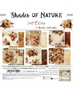 Set dvostranskih papirjev - SHADES OF NATURE - 15,25 x 15,25cm - 250g - 24 listov (4x6 listov) - Craft O'Clock