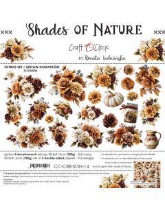 Set papirjev za rezanje - SHADES OF NATURE - dodatki FLOWERS - 30,5 x 31,5cm - 250g - 4 listi (2x2 lista) - Craft O'Clock