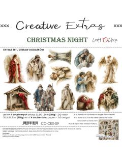Set papirjev za rezanje - CREATIVE EXTRAS - 09 - CHRISTMAS NIGHT - 30,5 x 31,5cm - 250g - 4 listi (2x2 lista) - Craft O'Clock