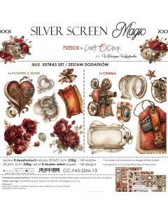 Set papirjev za rezanje - SILVER SCREEN MAGIC - dodatki MIX - 30,5 x 31,5cm - 250g - 8 listov  (2x4 listov) - Craft O'Clock
