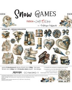 Set papirjev za rezanje - SNOW GAMES - dodatki FESTIVE - 30,5 x 31,5cm - 250g - 8 listov (2x4 listov) - Craft O'Clock