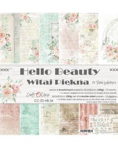 Set dvostranskih papirjev - HELLO BEAUTY - 30,5 x 30,5 cm - 250g - 6 listov