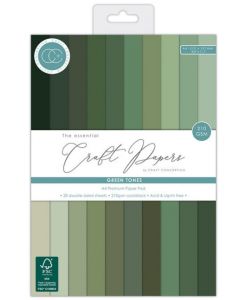 Set obojestranskih papirjev - Green Tones - A4 - 20 listov - 210g - Craft Consortium