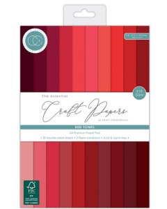 Set obojestranskih papirjev - Red Tones - A4 - 20 listov - 210g - Craft Consortium