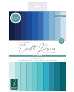 Set obojestranskih papirjev - Blue Tones - A4 - 20 listov - 210g - Craft Consortium