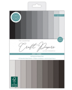 Set obojestranskih papirjev - Grey Tones - A4 - 20 listov - 210g - Craft Consortium