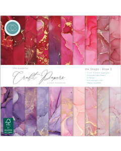 Set obojestranskih papirjev - Ink Drops Rose 2 - 30x30cm - 30 listov- 180g - Craft Consortium