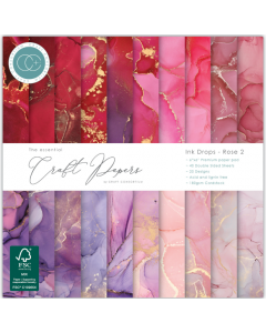 Set obojestranskih papirjev - Ink Drops Rose 2 - 15x15cm - 40 listov - 180g - Craft Consortium