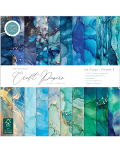 Set obojestranskih papirjev - Ink Drops Ocean 2 - 30x30cm - 30 listov - 180g - Craft Consortium
