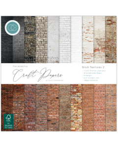 Set obojestranskih papirjev - Brick Textures 2 - 30x30cm - 40 listov - 180g - Craft Consortium