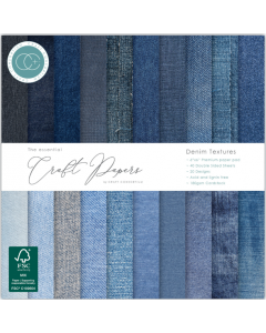 Set obojestranskih papirjev - Denim Textures - 15x15cm - 40 listov - 180g - Craft Consortium