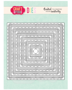 Rezalna šablona - Square Decorative Stiches  - kvadratni okvirji - 13,5x13,5cm največji izrez - Craft & You Design