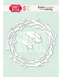 Rezalna šablona - Willow Wreath with Feathers - venček - 10,3x10,5cm venček - Craft & You Design