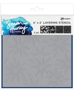 Stencil šablona - božična zvezda - 15,24x15,24cm - 4 kos - Ranger