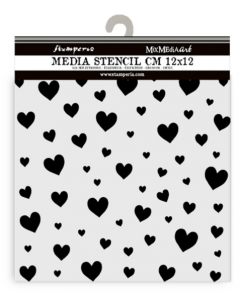 Stencil šablona - Timeless - Hearts - 12x12cm - Stamperia
