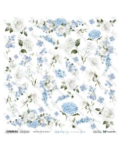 Papir za rezanje - Lovely Day in Blue - Flowers - 30,5x30,5cm - 250g - ScrapAndMe