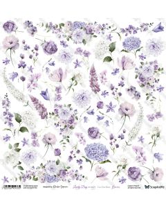 Papir za rezanje - Lovely Day in Violet - Flowers - 30,5x30,5cm - 250g - ScrapAndMe