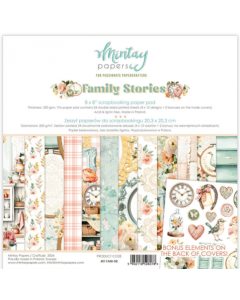Set dvostranskih papirjev - Family Stories - 20,3x20,3cm - 24 listov + bonus - 250g - Mintay