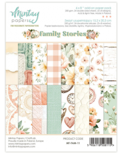 Set dvostranskih papirjev - Family Stories - 15,2x20,3cm - 24 listov - 250g - Mintay