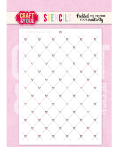 Stencil šablona - Heart Grid - A6 - Craft & You Design