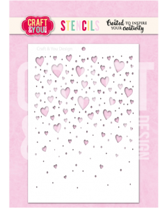 Stencil šablona - Floating Hearts - A6 - Craft & You Design