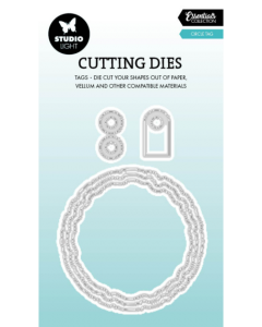 Rezalna šablona - Circle Tag - Torn Edge - Okrogel tagec - 65x92x1mm - Studio Light