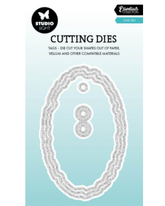 Rezalna šablona - Circle Tag - Torn Edge - Ovalen tagec - 60x95x1mm - Studio Light