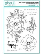 Štampiljka - HAPPY FLOWERS - Gina K Designs